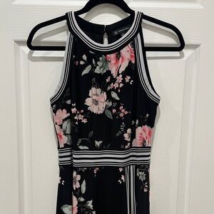 INC International Concepts Black and Pink Floral Maxi Dress
